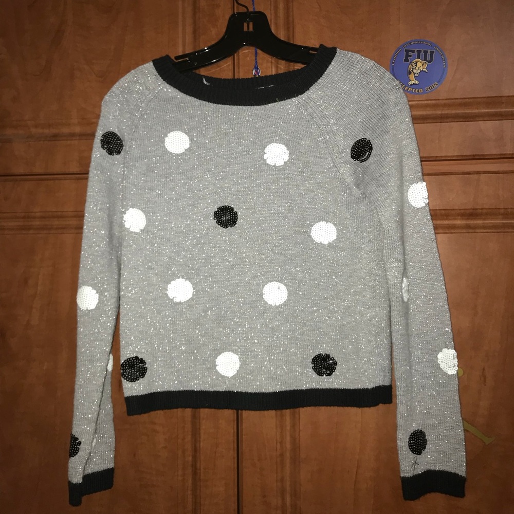 Justice Girls Polka Dot Sequin Knit Sweater